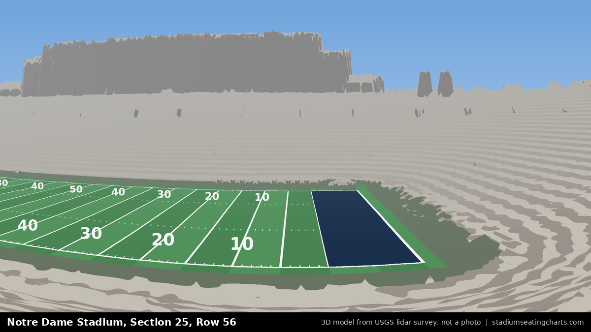 View from Notre Dame Stadium Section 25, Row 56, looking toward the field