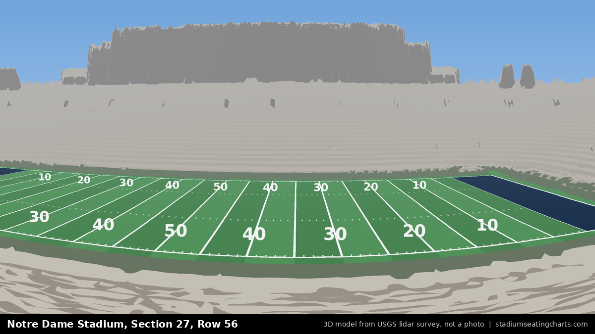 View from Notre Dame Stadium Section 27, Row 56, looking toward the field