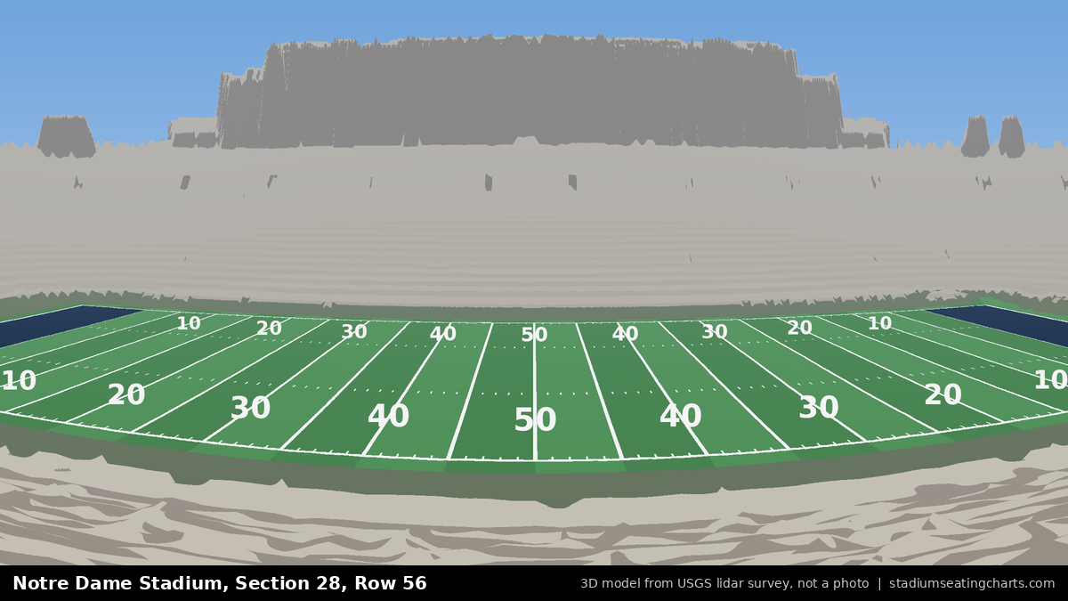 View from Notre Dame Stadium Section 28, Row 56, looking toward the field