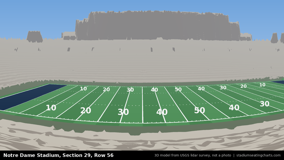 View from Notre Dame Stadium Section 29, Row 56, looking toward the field