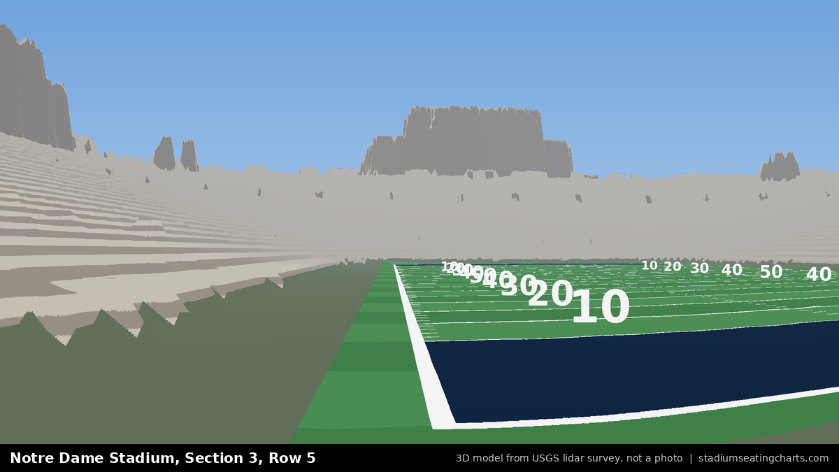 View from Notre Dame Stadium Section 3, Row 5, looking toward the field