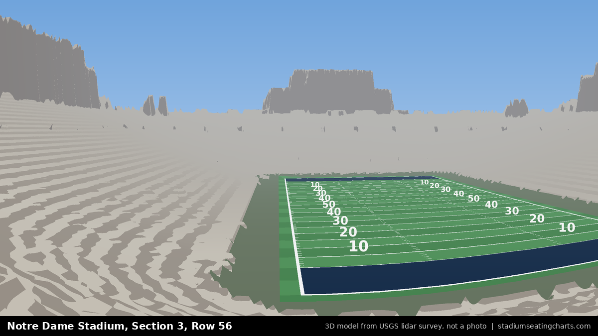View from Notre Dame Stadium Section 3, Row 56, looking toward the field