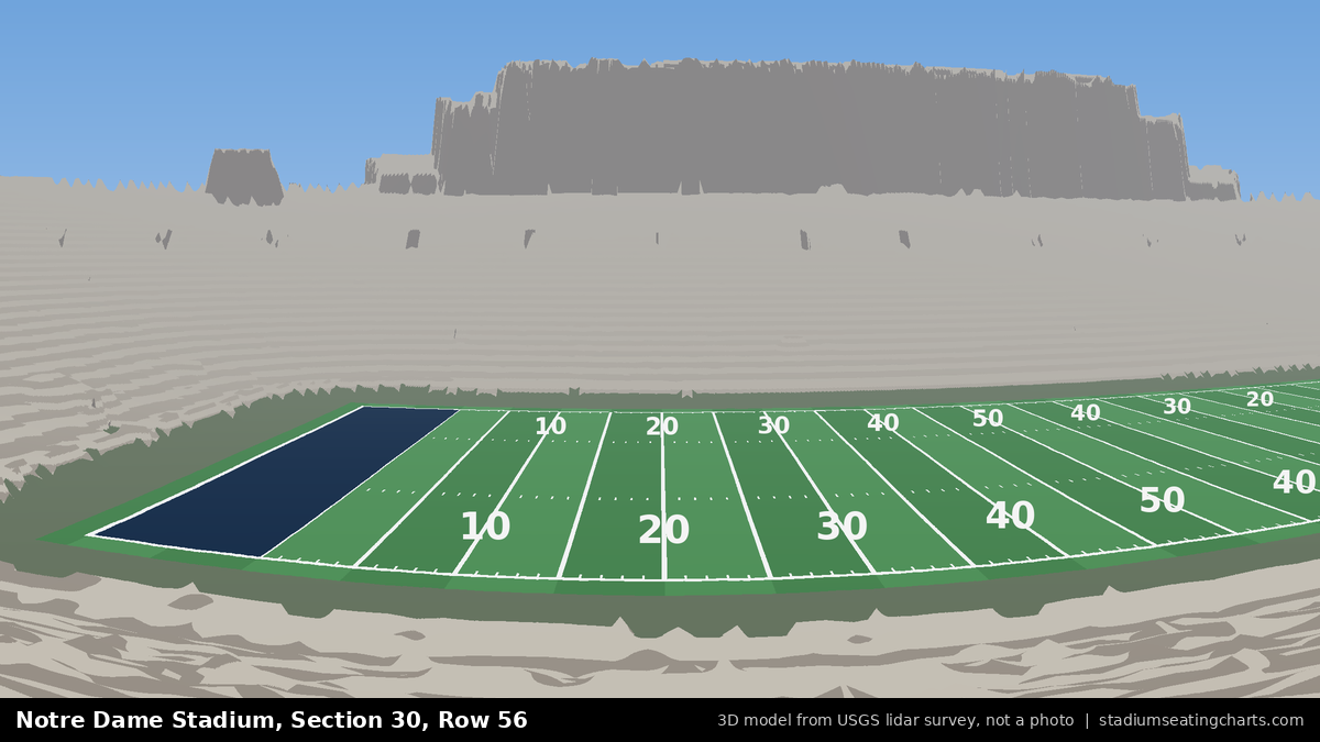 View from Notre Dame Stadium Section 30, Row 56, looking toward the field