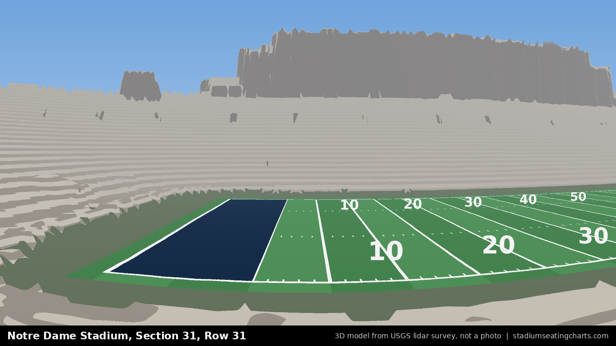 View from Notre Dame Stadium Section 31, Row 31, looking toward the field