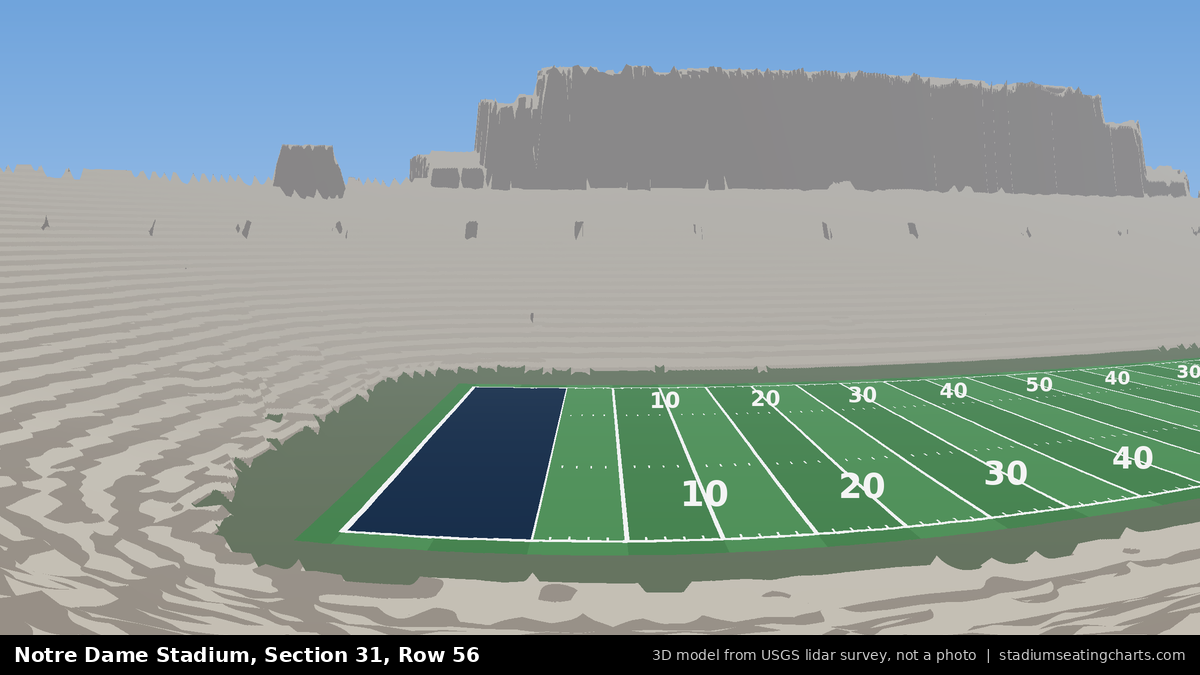 View from Notre Dame Stadium Section 31, Row 56, looking toward the field