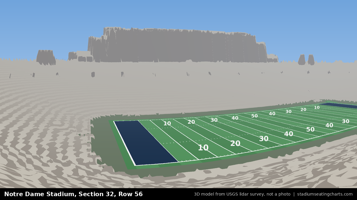 View from Notre Dame Stadium Section 32, Row 56, looking toward the field