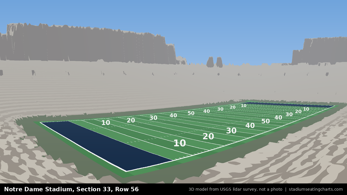 View from Notre Dame Stadium Section 33, Row 56, looking toward the field