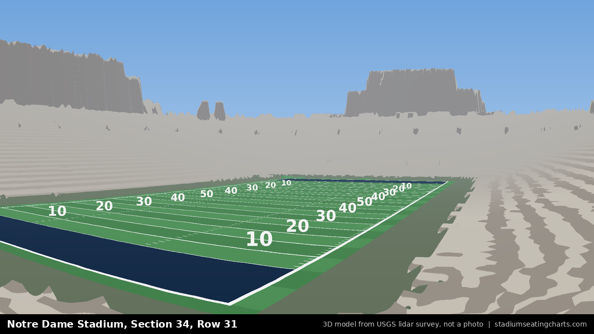View from Notre Dame Stadium Section 34, Row 31, looking toward the field