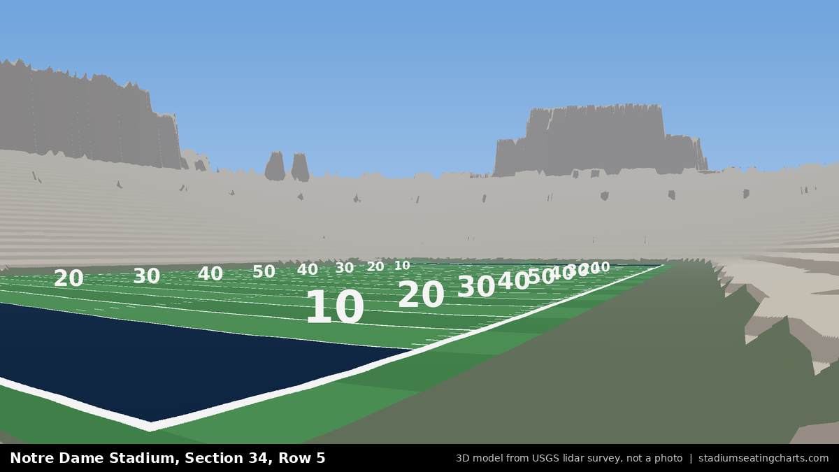 View from Notre Dame Stadium Section 34, Row 5, looking toward the field