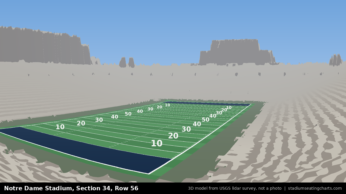 View from Notre Dame Stadium Section 34, Row 56, looking toward the field
