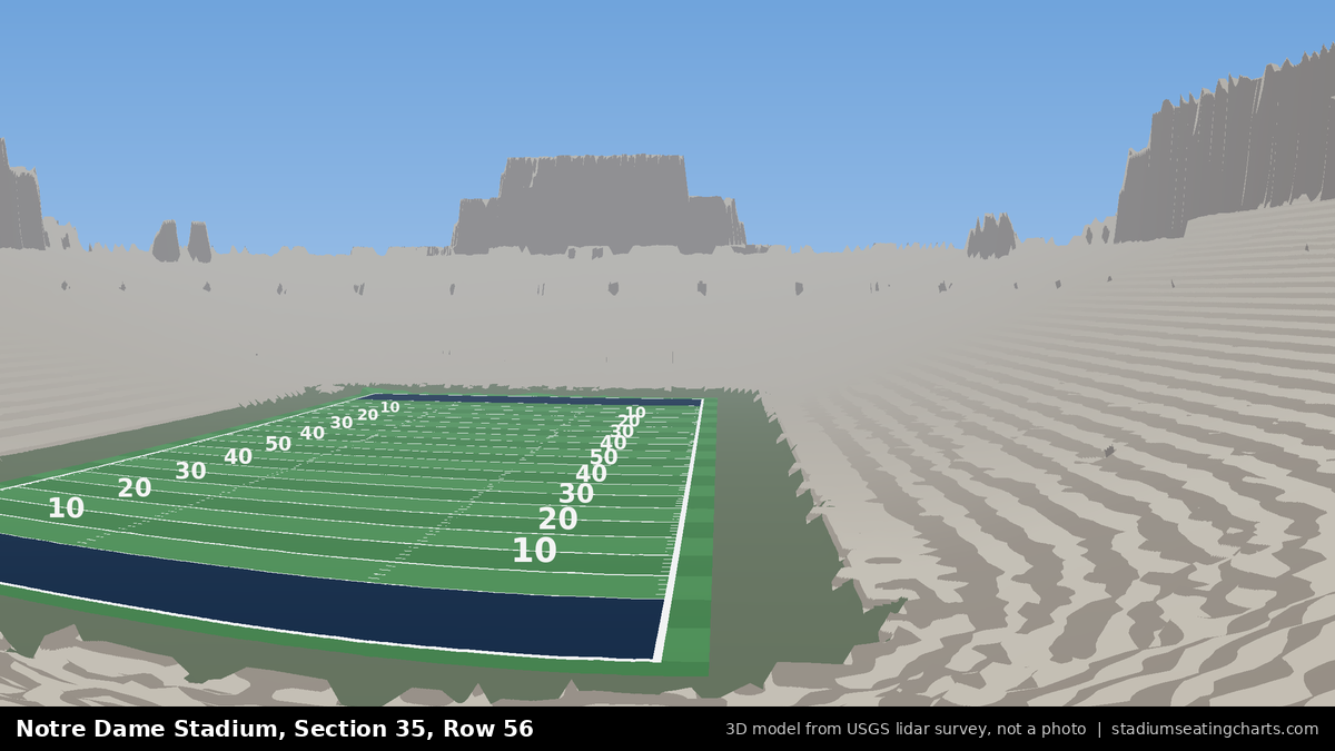 View from Notre Dame Stadium Section 35, Row 56, looking toward the field