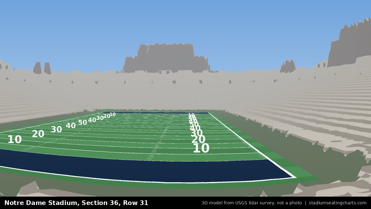 View from Notre Dame Stadium Section 36, Row 31, looking toward the field