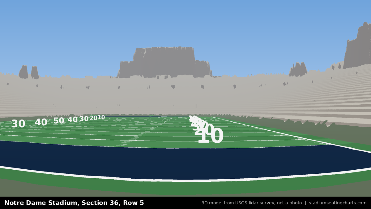 View from Notre Dame Stadium Section 36, Row 5, looking toward the field
