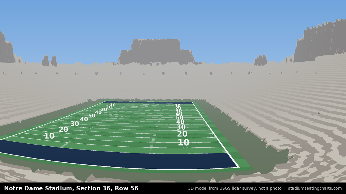 View from Notre Dame Stadium Section 36, Row 56, looking toward the field