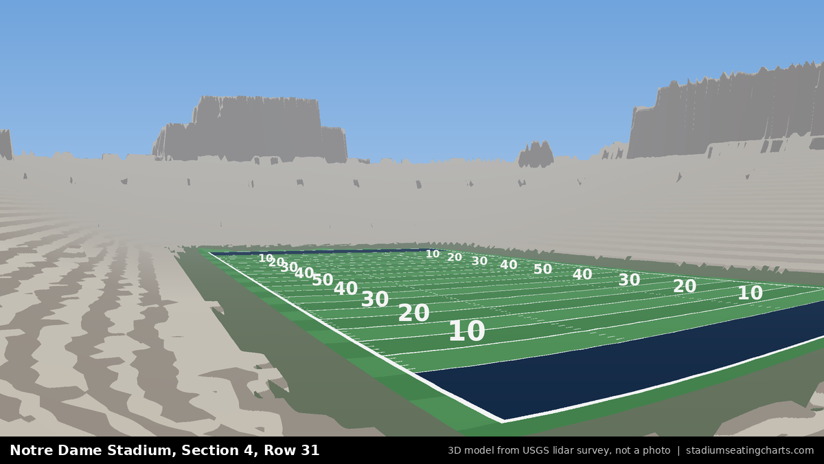 View from Notre Dame Stadium Section 4, Row 31, looking toward the field