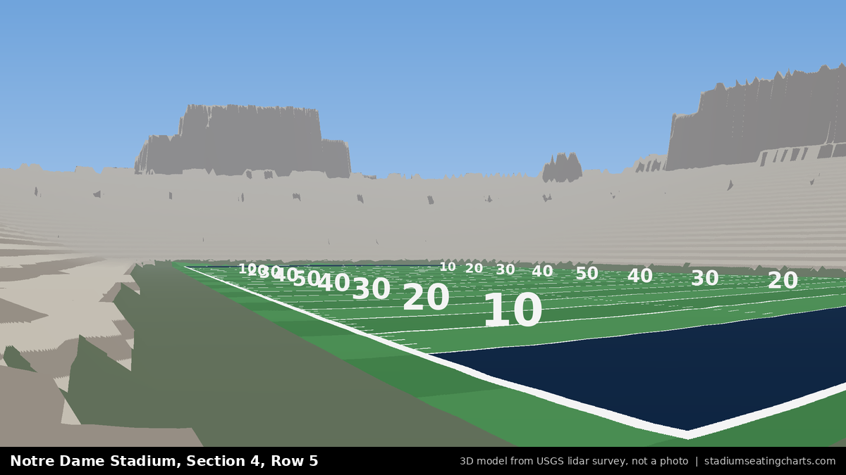 View from Notre Dame Stadium Section 4, Row 5, looking toward the field