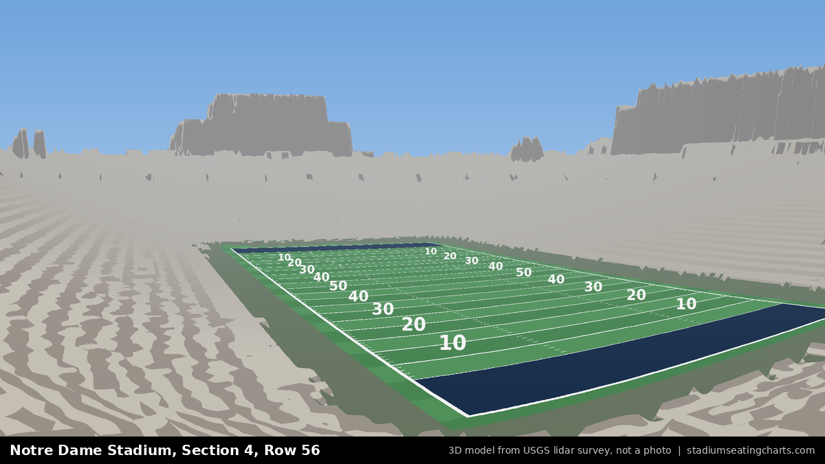 View from Notre Dame Stadium Section 4, Row 56, looking toward the field