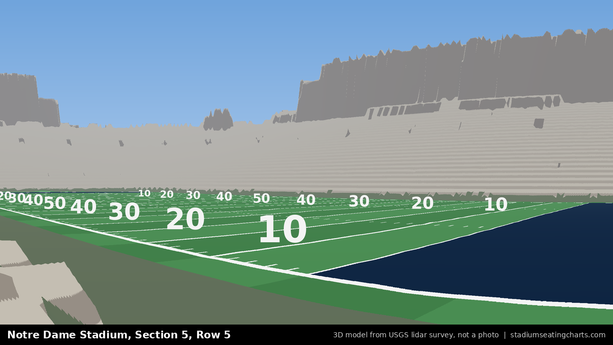 View from Notre Dame Stadium Section 5, Row 5, looking toward the field