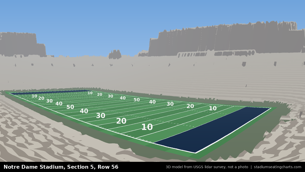 View from Notre Dame Stadium Section 5, Row 56, looking toward the field