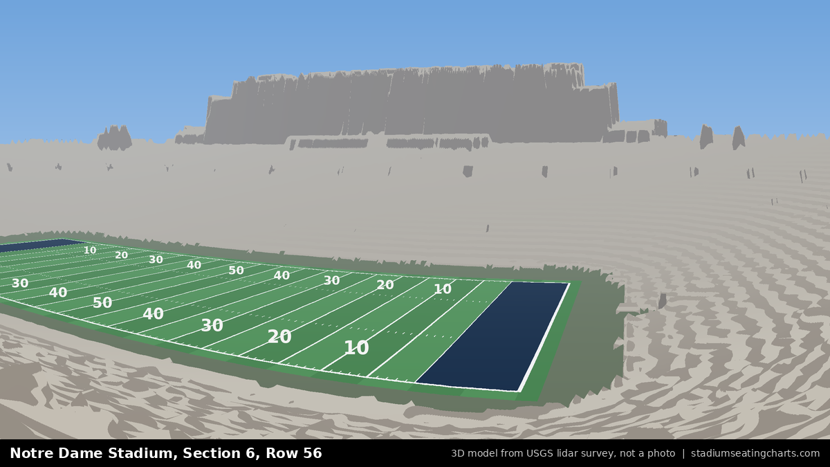 View from Notre Dame Stadium Section 6, Row 56, looking toward the field