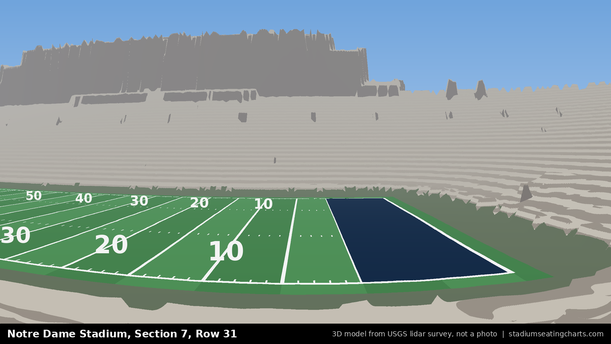 View from Notre Dame Stadium Section 7, Row 31, looking toward the field