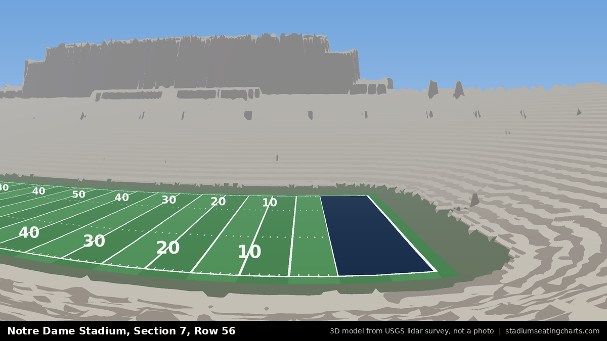 View from Notre Dame Stadium Section 7, Row 56, looking toward the field