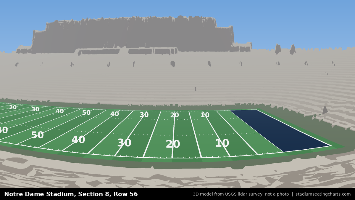 View from Notre Dame Stadium Section 8, Row 56, looking toward the field