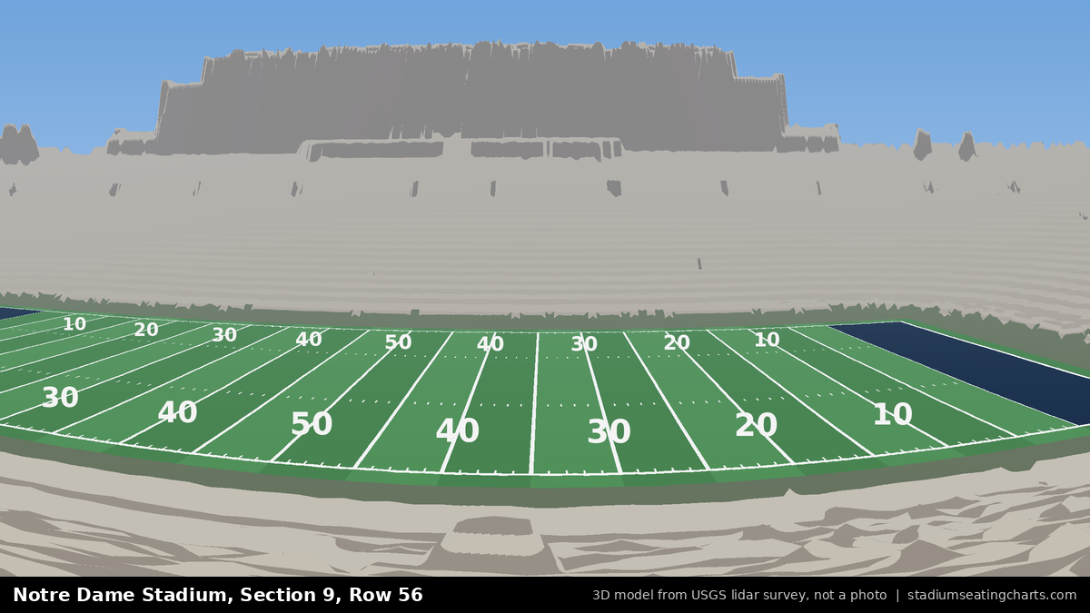 View from Notre Dame Stadium Section 9, Row 56, looking toward the field