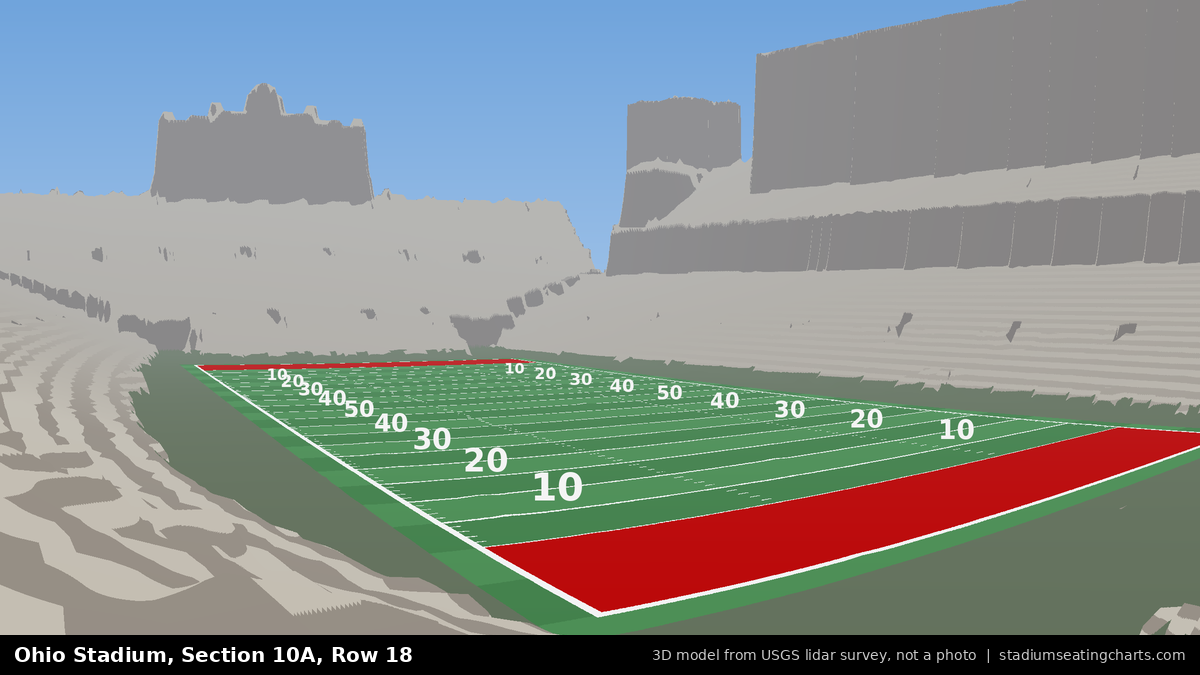 View from Ohio Stadium Section 10A, Row 18, looking toward the field