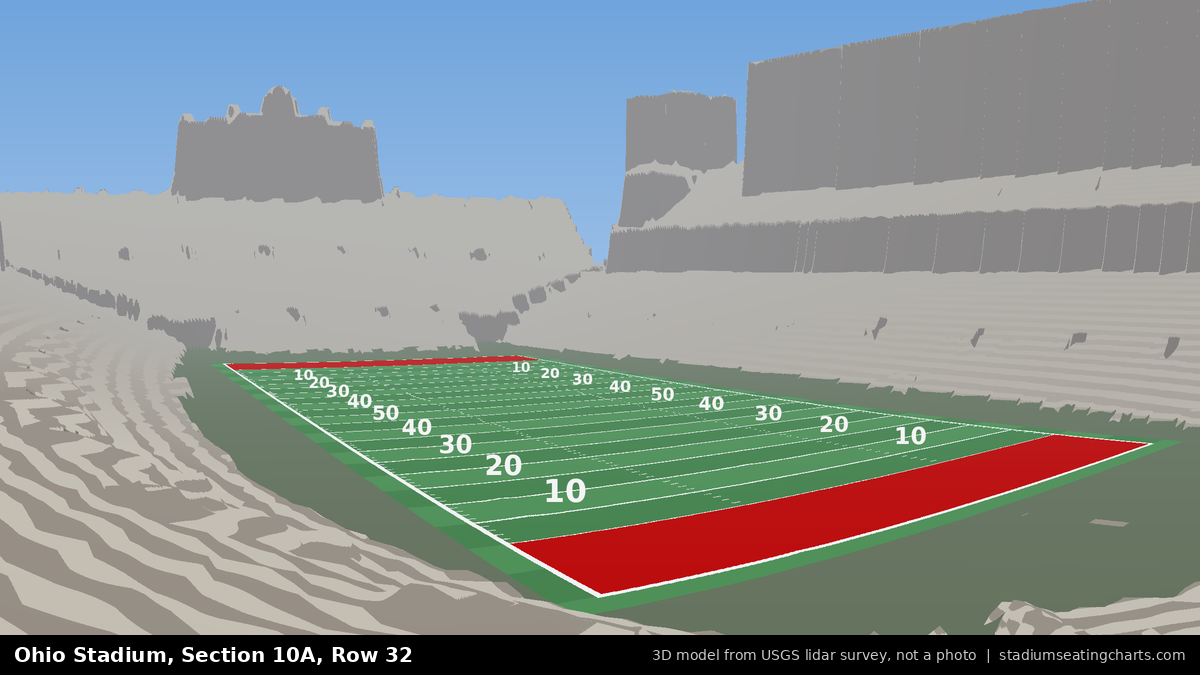 View from Ohio Stadium Section 10A, Row 32, looking toward the field
