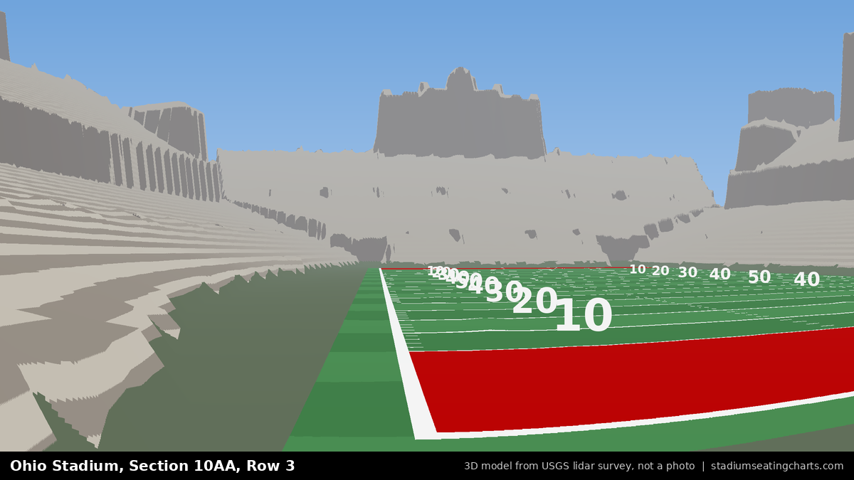 View from Ohio Stadium Section 10AA, Row 3, looking toward the field