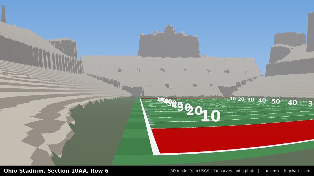 View from Ohio Stadium Section 10AA, Row 6, looking toward the field