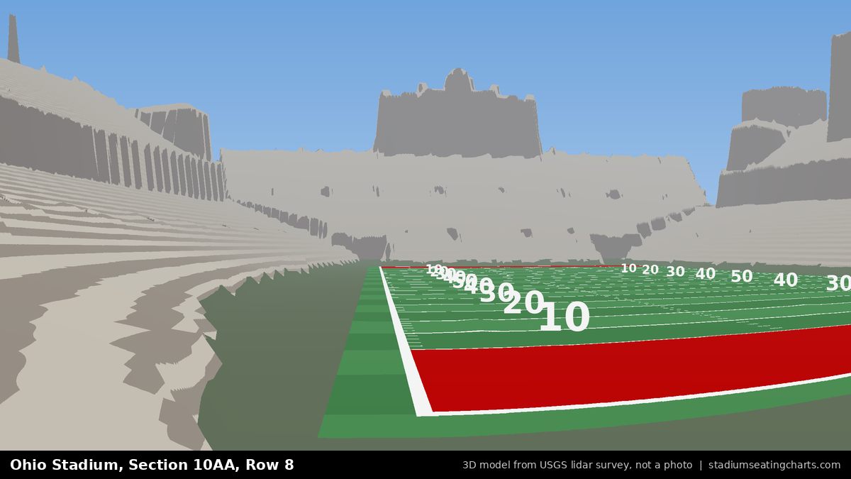 View from Ohio Stadium Section 10AA, Row 8, looking toward the field