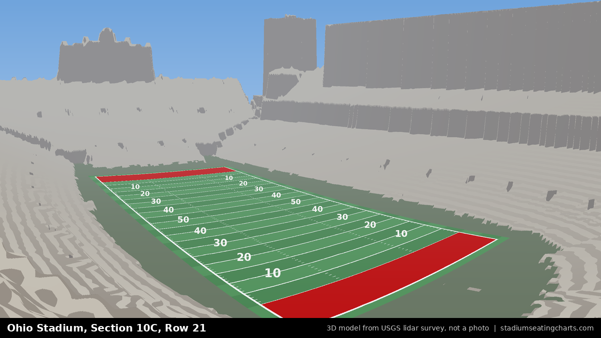 View from Ohio Stadium Section 10C, Row 21, looking toward the field