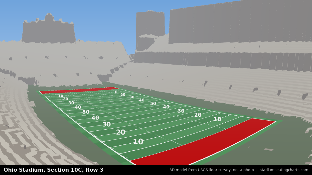 View from Ohio Stadium Section 10C, Row 3, looking toward the field