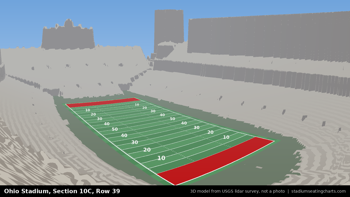 View from Ohio Stadium Section 10C, Row 39, looking toward the field