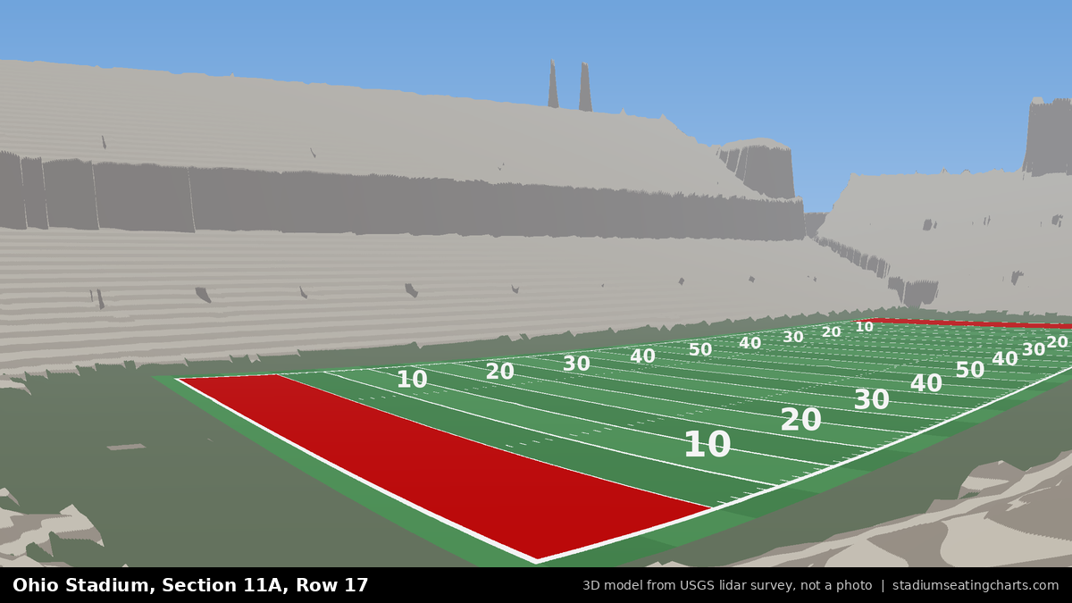 View from Ohio Stadium Section 11A, Row 17, looking toward the field