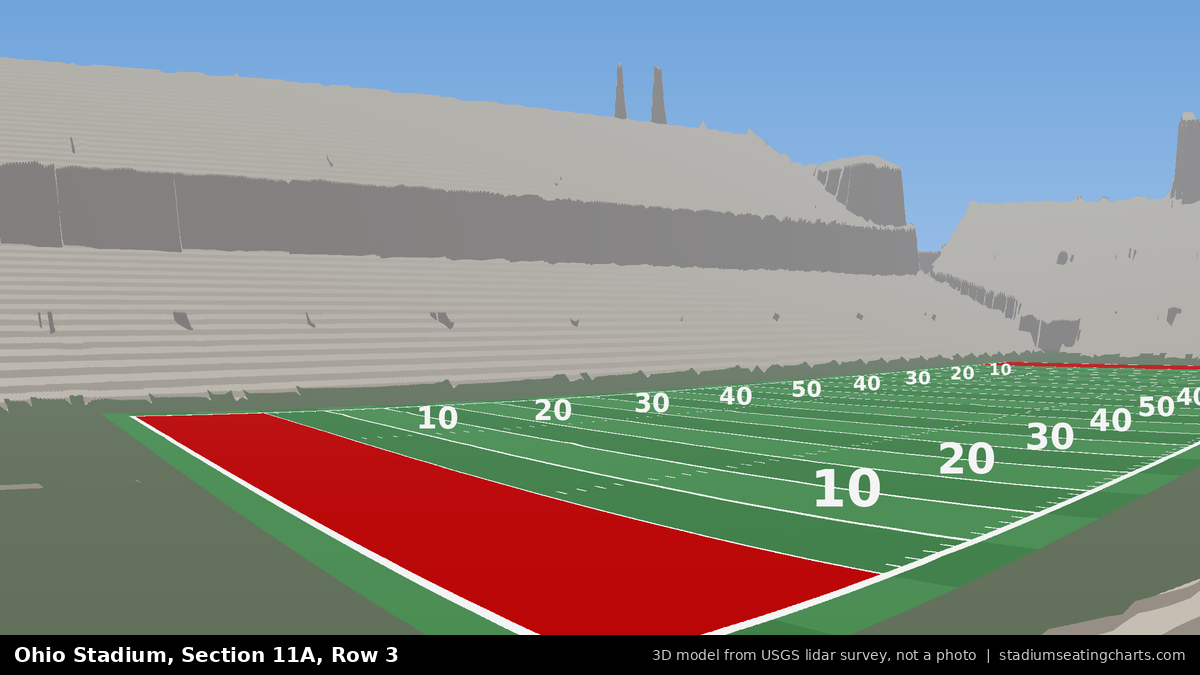 View from Ohio Stadium Section 11A, Row 3, looking toward the field
