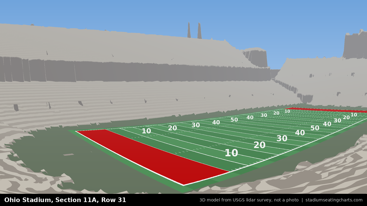 View from Ohio Stadium Section 11A, Row 31, looking toward the field