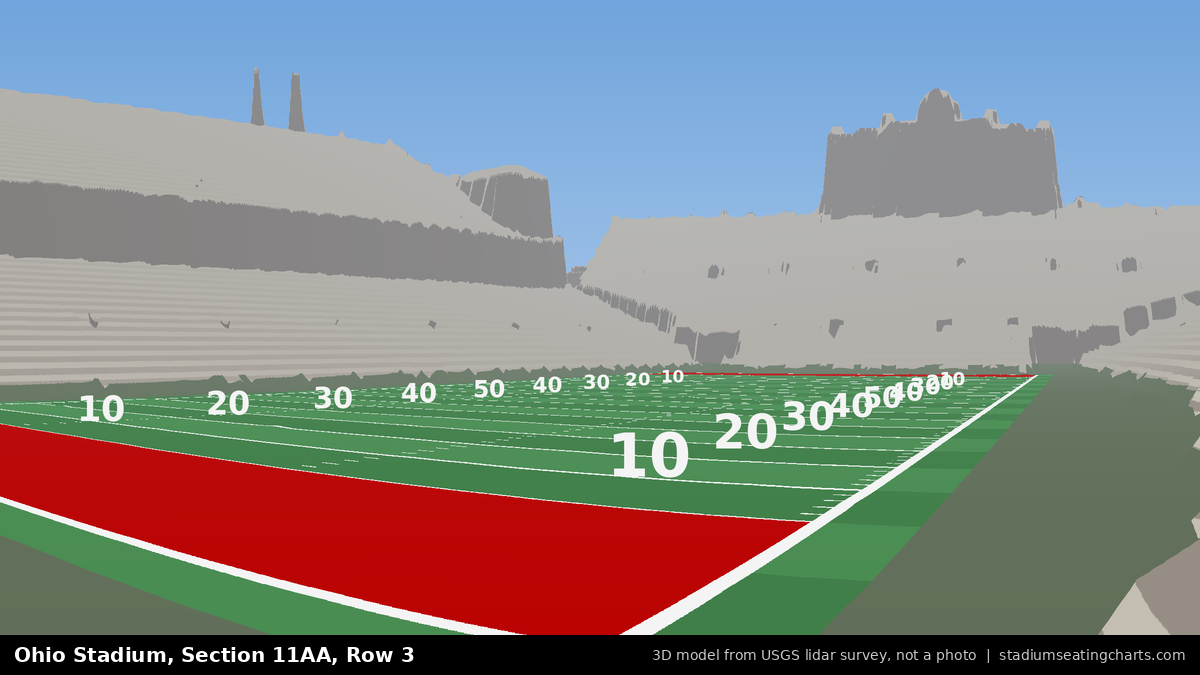 View from Ohio Stadium Section 11AA, Row 3, looking toward the field