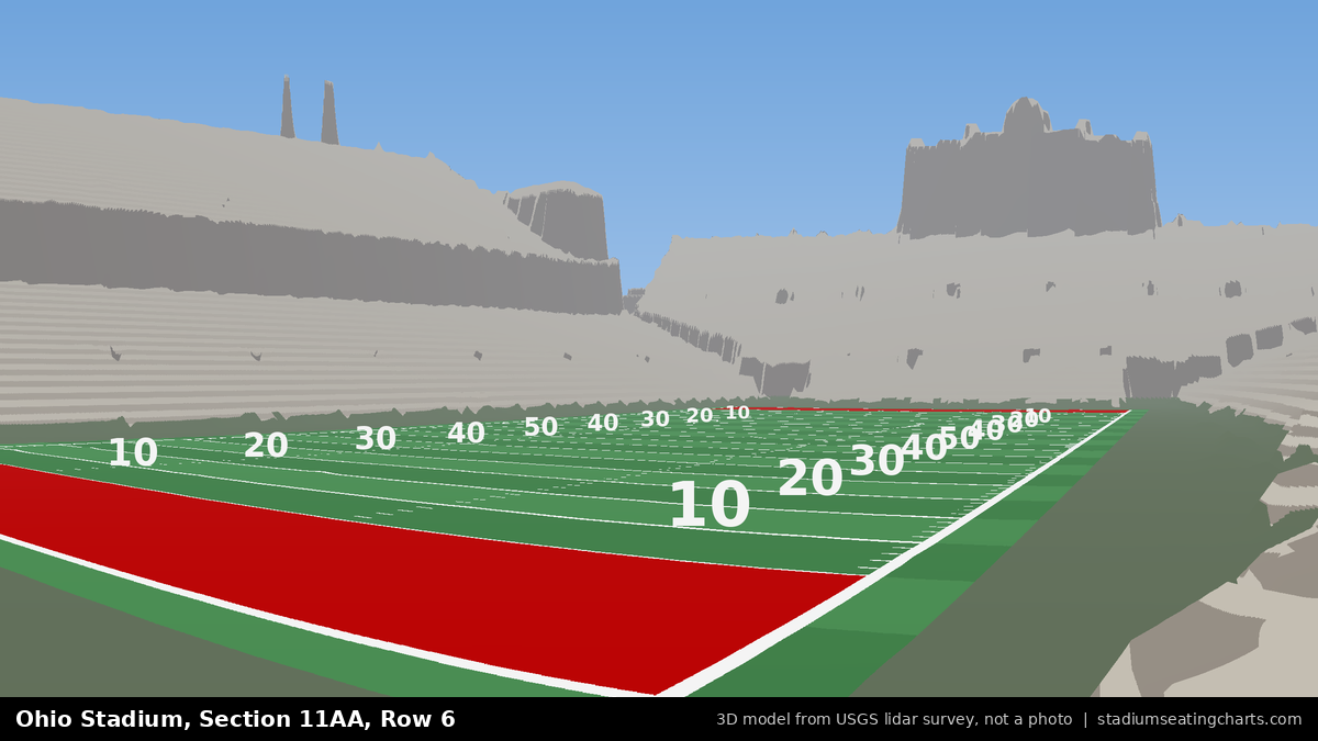 View from Ohio Stadium Section 11AA, Row 6, looking toward the field