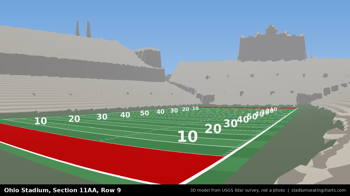 View from Ohio Stadium Section 11AA, Row 9, looking toward the field