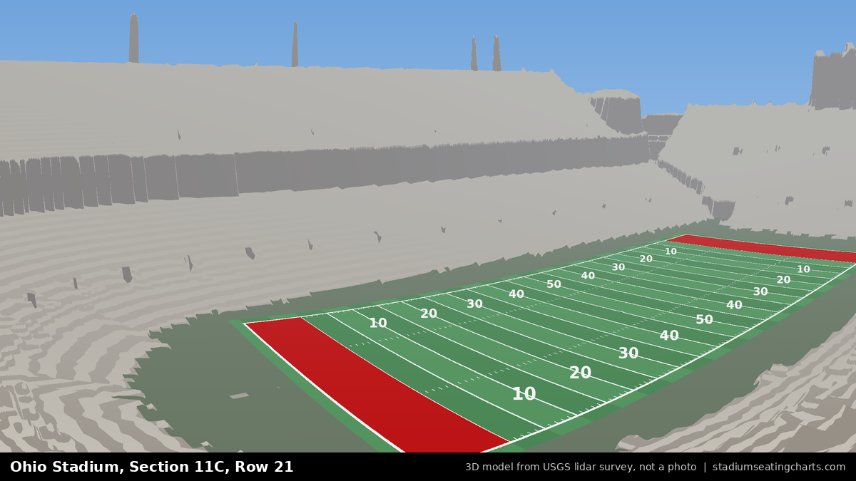 View from Ohio Stadium Section 11C, Row 21, looking toward the field