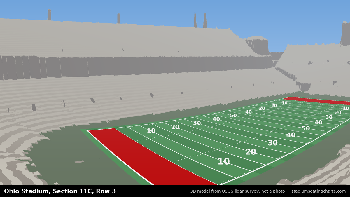 View from Ohio Stadium Section 11C, Row 3, looking toward the field