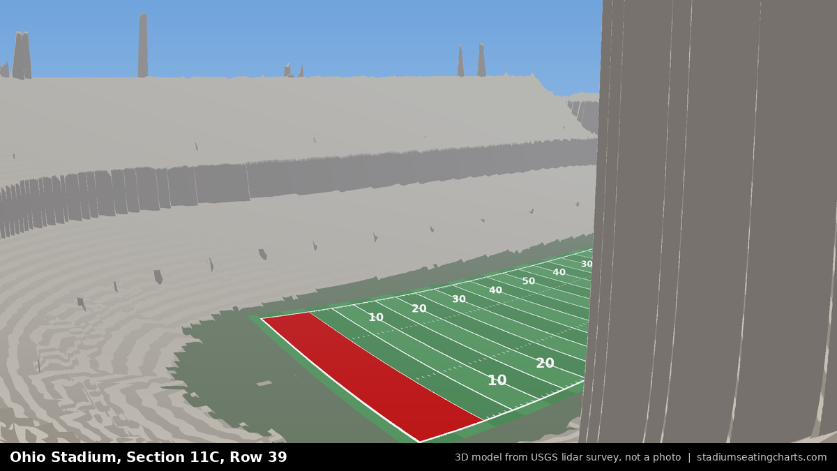 View from Ohio Stadium Section 11C, Row 39, looking toward the field