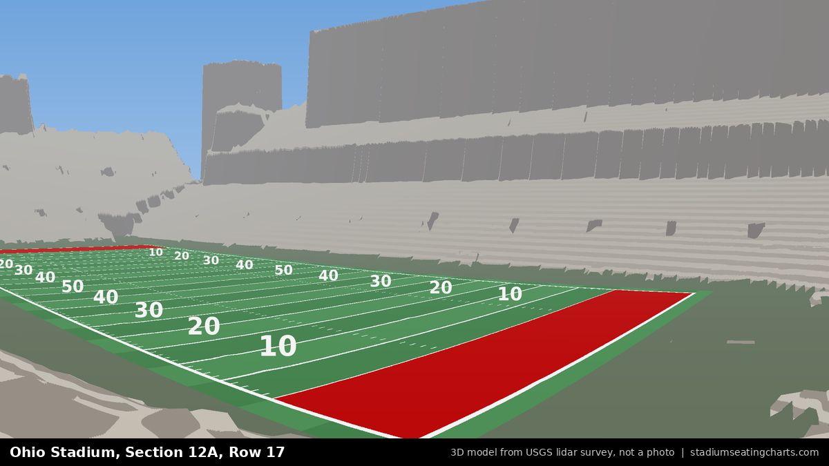 View from Ohio Stadium Section 12A, Row 17, looking toward the field