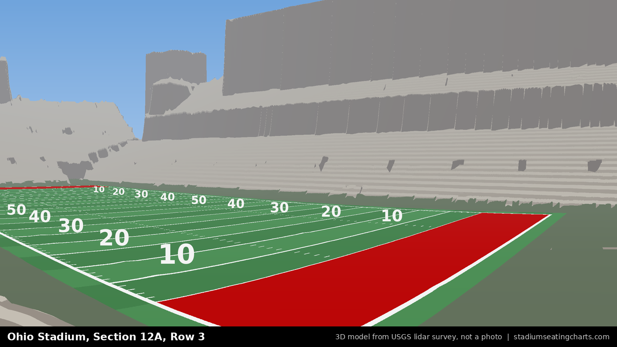 View from Ohio Stadium Section 12A, Row 3, looking toward the field