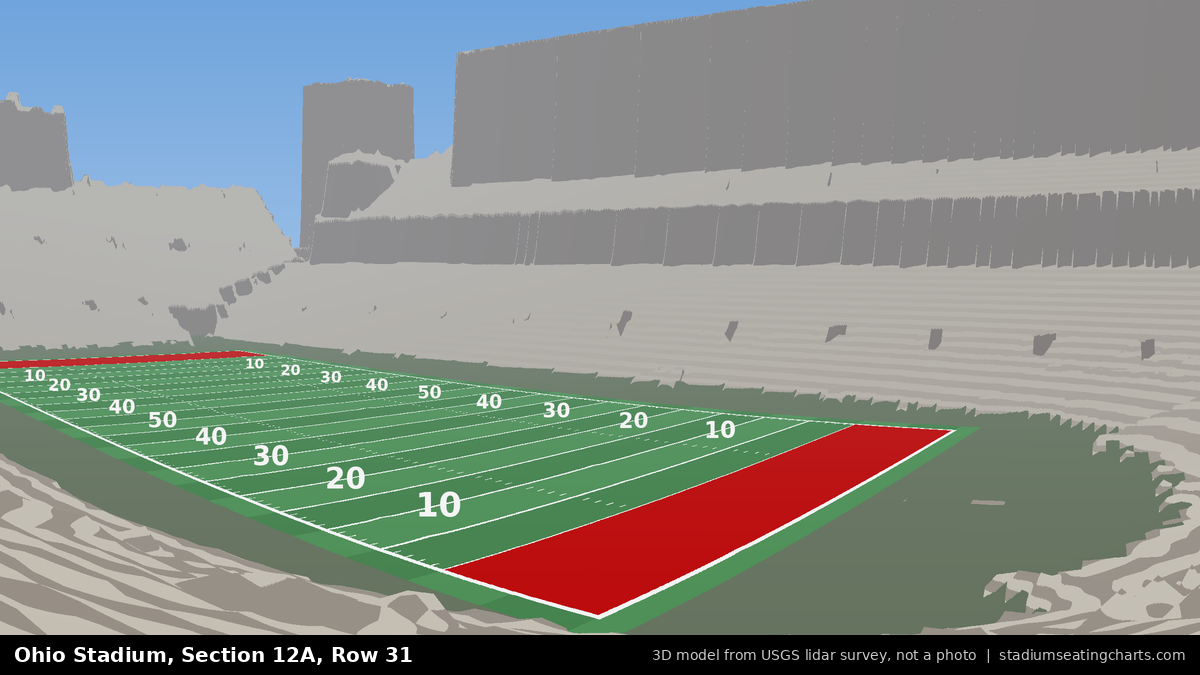 View from Ohio Stadium Section 12A, Row 31, looking toward the field