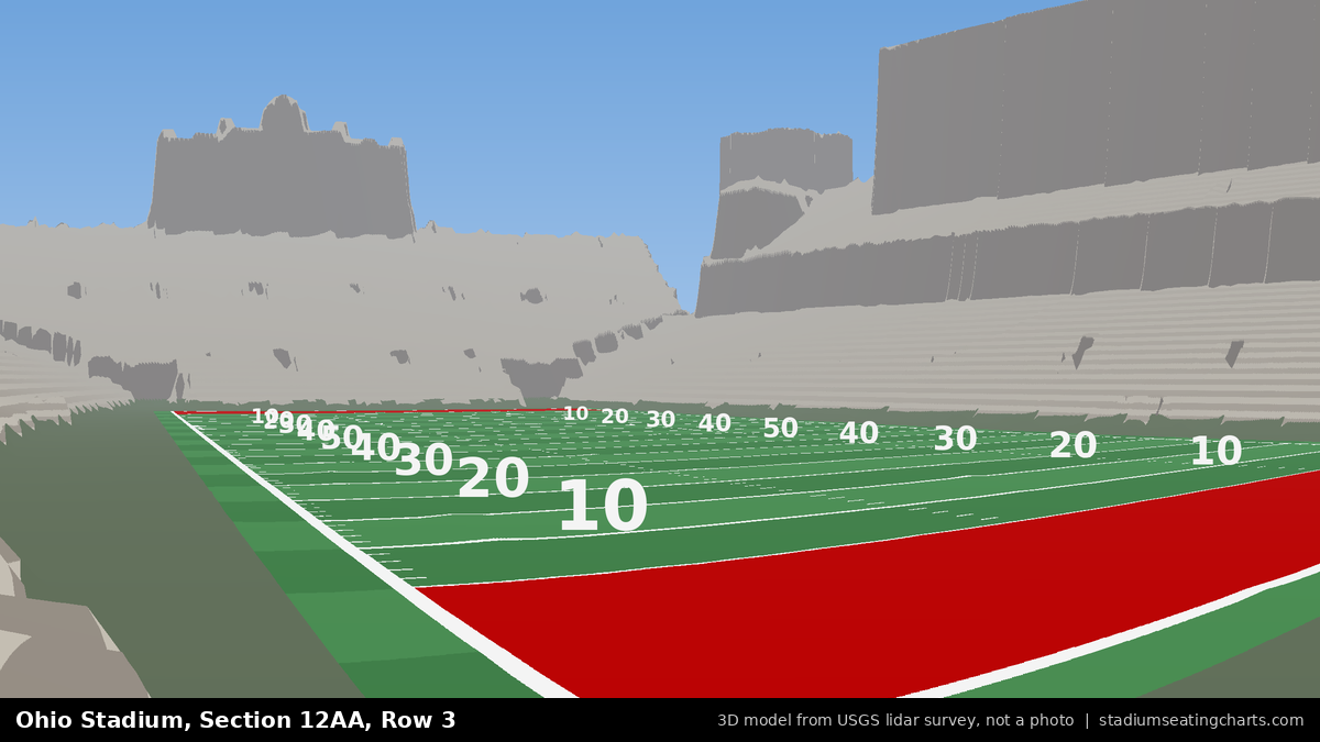 View from Ohio Stadium Section 12AA, Row 3, looking toward the field