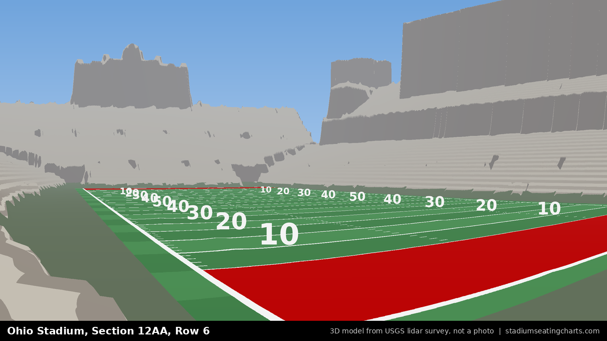 View from Ohio Stadium Section 12AA, Row 6, looking toward the field